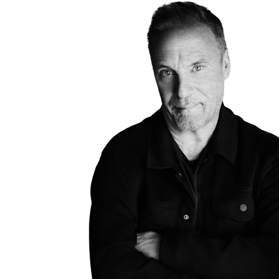 Craig Shoemaker, black and white portrait with arms crossed